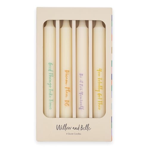 Quote Design Table Candles in Gift Box Set of Four