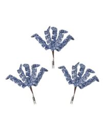 Set of 3 Ice Blue Glitter Spiral Christmas Tree Picks, 18cm Sprays