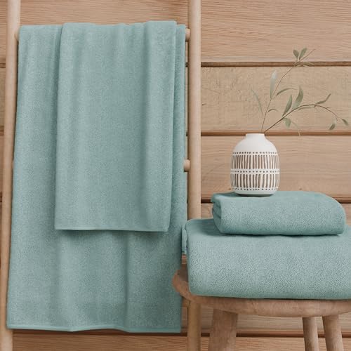 PETTI Artigiani Italiani - 100% Cotton Terry Bath Towels, 2+2 Towel Set, 4 Pieces 2 Face Towels and 2 Hand Towels, Aquamarine Towels
