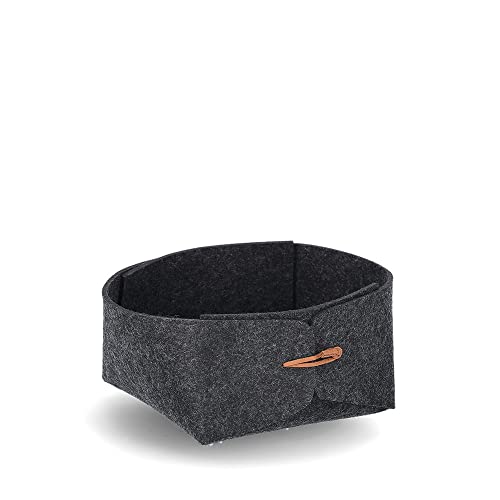 Zeller 14451 Storage Basket, Felt, Anthracite, Approx. 13.5 x 13.5 x 7.5 cm