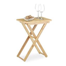 Relaxdays Folding Side Table, Bamboo Wood, Small Foldable TV Table, Rectangular, Hxwxd: ca 52 x 40 x 31 cm, Natural Brown, Bamboo