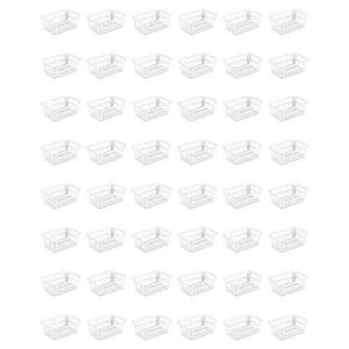 Sterilite Storage Basket, Plastic Basket to Organize Closets, Shelves or Countertops in the Kitchen or Bathroom, White, 48-Pack