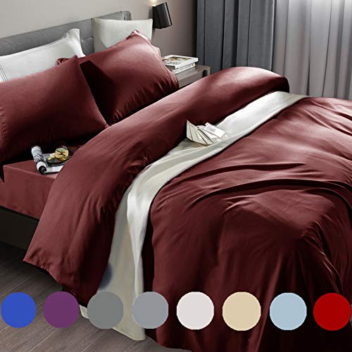 SONORO KATE 1800 Series Bed Sheet Set,18-24 Inch Deep Pocket Twin Sheets - Microfiber Luxury Egyptian Sheets,Extra Deep Pocket,Comfy & Breathable,Wrinkle & Fade Resistant,Burgundy