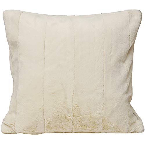 "Paoletti - Empress Square Filled Cushion Super Soft Faux Fur-Reversible-Zip Closure-Machine Washable-100 Case (18"" x 18"" inches), Polyester, Cream, 45 x 45cm"