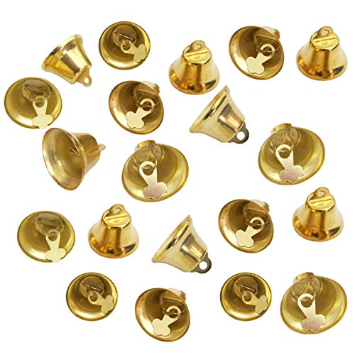 homeemoh 100 Pcs 10mm(0.39inch) Small Gold Metal Bells for Crafts, Mini Jingle Bells Ornament Liberty Bells Christmas Bells for DIY Crafts Party Wedding Home Decoration Christmas Tree Ornaments,Gold