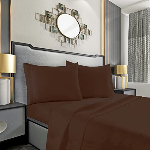 Mocassi Cali King Sheet Set - Luxury Hotel 1800 Thread Count Bedding Sheets & Pillowcases - Ultra Soft Breathable & Cooling Bed Sheets - Deep Pocket - Wrinkle Resistant - 4 Piece - Cali King, Brown