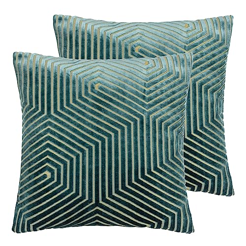 Paoletti Evoke Cut Velvet Feather Filled Cushion - Twin Pack