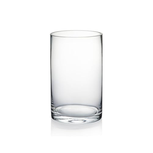 "WGVI Quality Thick Clear Cylinder Glass Vase, 3"" W x 5"" H, Floral Container, Glass Candle Holder, Flower Vases, Wedding Centerpiece, Planter Terrarium, Table Top Home D??cor Accent, 1 Piece"