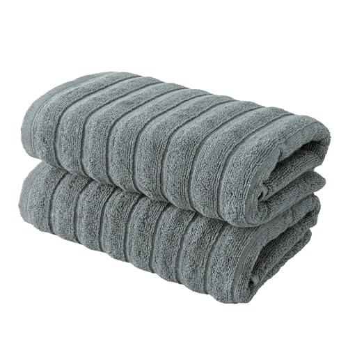 BERIBO Cloud Turkish Towel Set 100% Cotton 620gsm (Slate Grey, 2 Hand Towels)