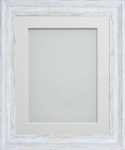 Frame Company Lynton Rustic White Photo Frame with Off-White Mount, 20x16 for 15x10 inch, fitted with perspex