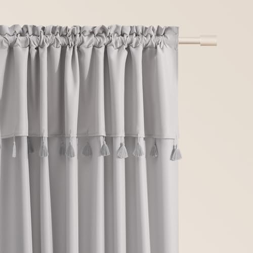 ROOM99 Astoria Curtain with Ruffle Tape, 140 x 250 cm, Width x Height Sliding Curtains, Modern Curtain, Living Room, Bedroom, Light Grey, Pack of 1