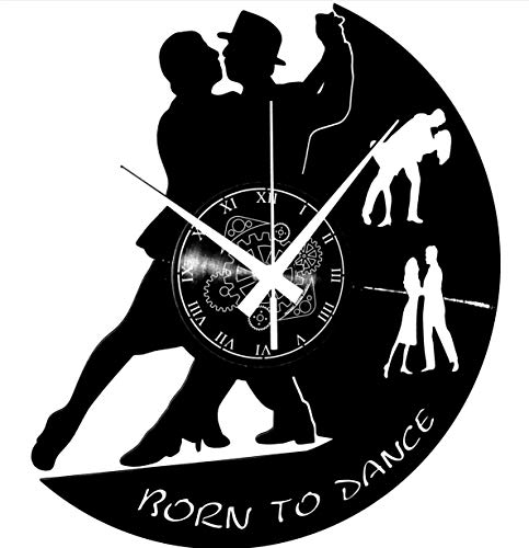 Instant Karma Clocks - Born to Dance Wall Clock with Romantic Dancers Silhouette - Silent No-Ticking - Perfect for Bedroom, Office, Studio, Cabin, Living Room - Unique Decoration