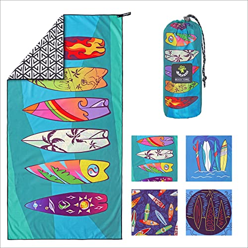 4Monster Quick Dry Beach Towel, Ultra Absorbent Microfiber Travel Towel, Lightweight & Compact for Beach, Swimming, Camping, Pool, Water Sports & Yoga