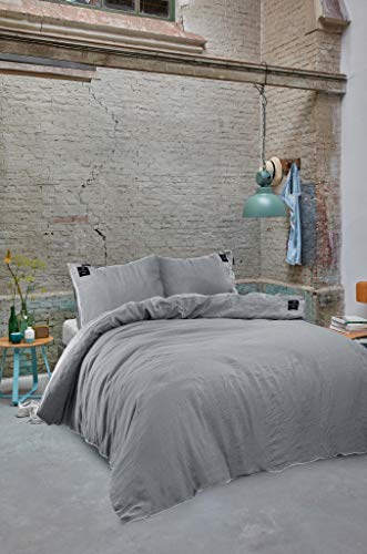 BLCKOUT Ohio Duvet Cover Light Blue, linen, 200 x 200/220 cm