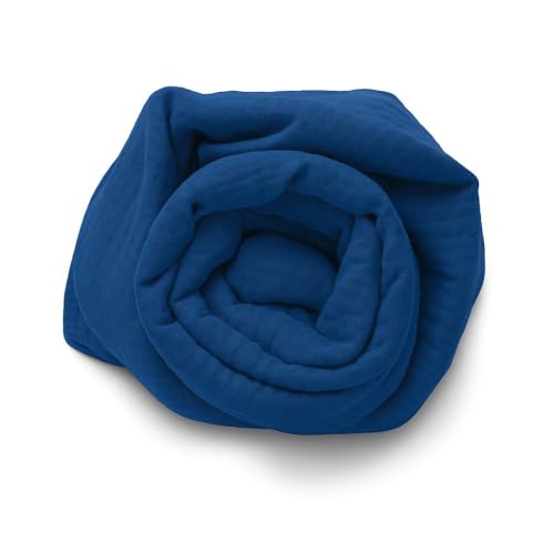 Fitted Sheet 100% Cotton Gauze 160 x 200 x 30 cm Blue