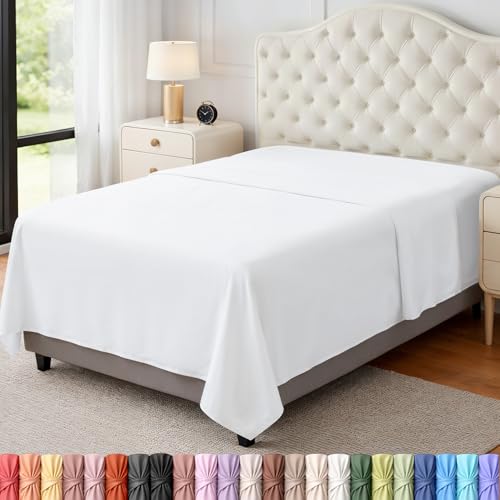 Utopia Bedding Flat Sheet - Soft Brushed Microfiber Fabric - Shrinkage & Fade Resistant Top Sheet - Easy Care - 1 Flat Sheet Only (Twin, White)