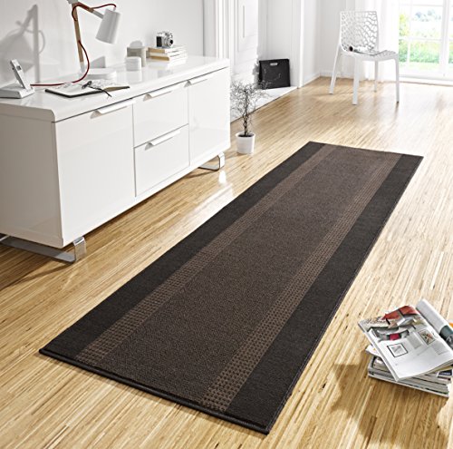 Hanse Home Rug Runner - Modern Geometric, Brown, 80 x 250 cm (Rectangular), Low Pile, Easy Care, Hard-wearing, Suitable for Hallway, Bedroom, Kitchen, Living Room