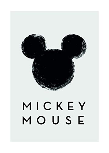 Komar Disney Wall Picture Mickey Mouse Silhouette Children's Room Baby Room Decoration Art Print Size 50 x 70 cm (Width x Height) Without Frame WB044-50 x 70 cm, Black, White