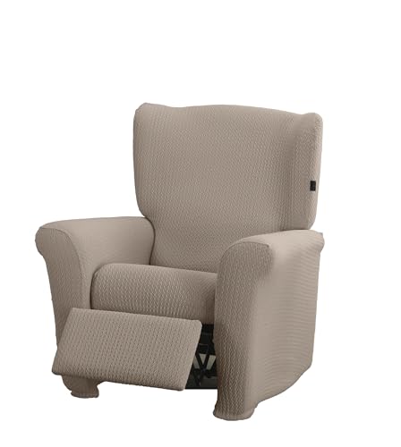 Estoralis Sumatra Bi-Elastic Chair Cover Very Elastic Fabric C/07 Taupe for Relaxing Chairs from 70 to 90 cm Quality Protection Super Adjustable