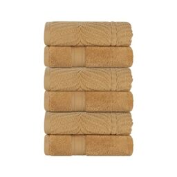 Superior Cotton Chevron Hand Towel Set, Zero Twist, Quick Dry, Small Towels, Absorbent Bathroom Basics, Home Essentials, Spa, Salon, Hotel, Kitchen, Luxury Quick Drying, Assorted Set of 6, Gold