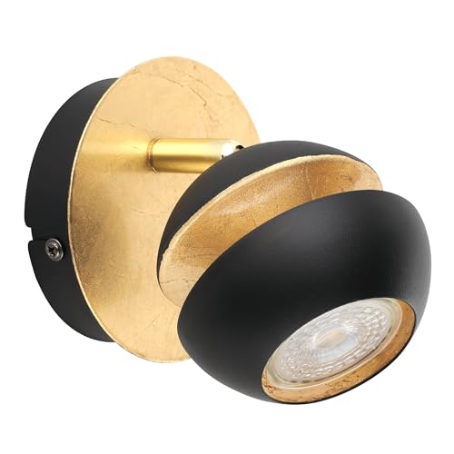 Eglo LED Wall Lamp Nocito, wall Light, Metal Wall Spotlight - Living Room Lamp in Black and Gold, Hallway Light, Spot with GU10 Bulb, warm white