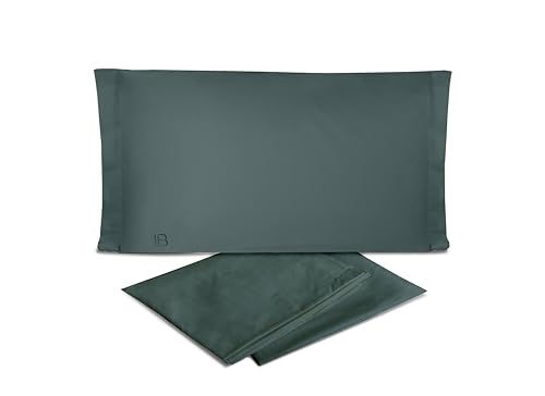 Hermet Laura Biagiotti Single Bed Sheet Set in Plain Percale 100% Cotton, Teal, Top Sheet + Fitted Sheet + Pillowcase