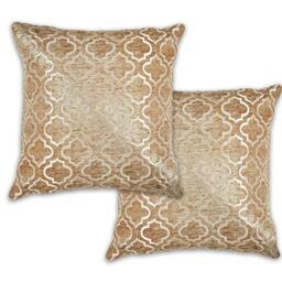 Emma Barclay Bohemia Geometric Satin Chenille Cushion Cover in Gold - 17x17 (43x43cm)