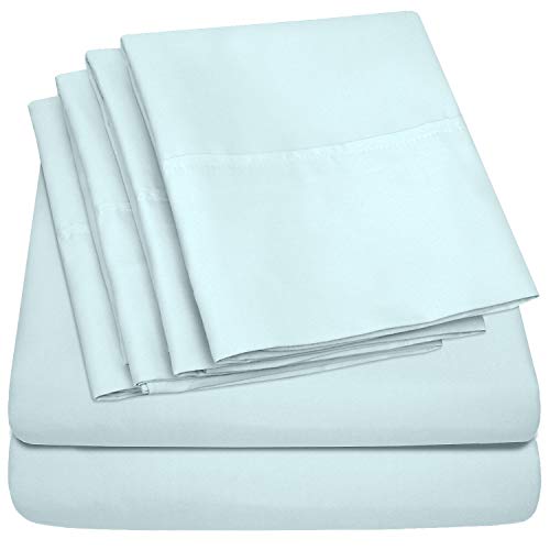 Twin XL Size Bed Sheets - 4 Piece 1500 Supreme Collection Fine Brushed Microfiber Deep Pocket Twin X-Large Sheet Set Bedding - 1 EXTRA PILLOW CASES, GREAT VALUE, Twin XL, Aqua
