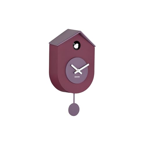 Karlsson Grato Cuckoo Wall Clock with Swinging Pendulum (Dark Mauve & Soft Lavender)