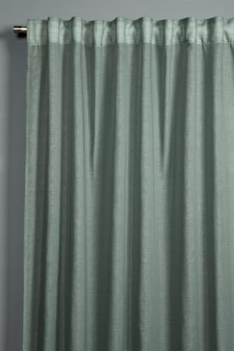 Gardinia Zen Silence Curtain with Integrated Curtain Tape, Translucent Curtain, Opaque, Green, 135 x 245 cm