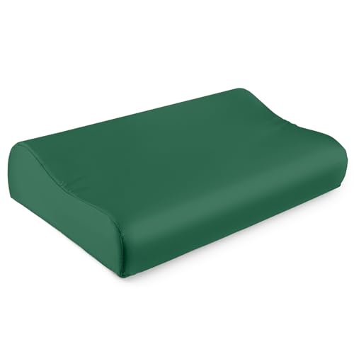 THXSILK 19 Momme Mulberry Silk Contour Cushion Cover, Washable Hypoallergenic Cervical Latex Cushion, Silk, Emerald Green, 50 x 30 x 10/7 cm