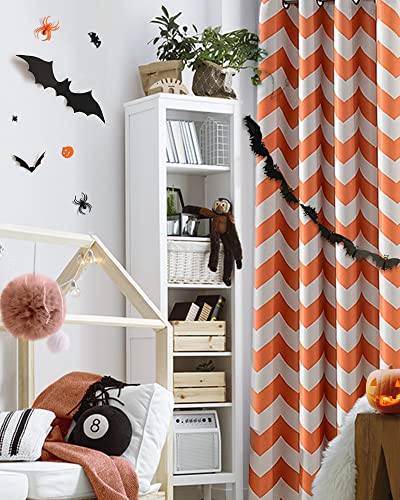 Melodieux Chevron Room Darkening Blackout Grommet Top Curtains, 52 by 96 Inch, Orange (1 Panel)