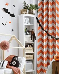 Melodieux Chevron Room Darkening Blackout Grommet Top Curtains, 52 by 96 Inch, Orange (1 Panel)