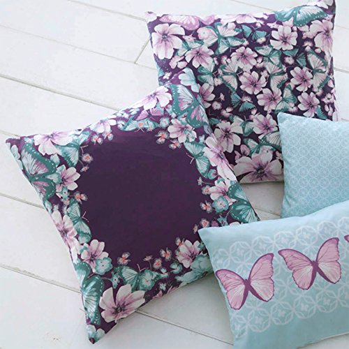 Just Contempo Floral Square Filled Cushion, Blue, 17x17 inches