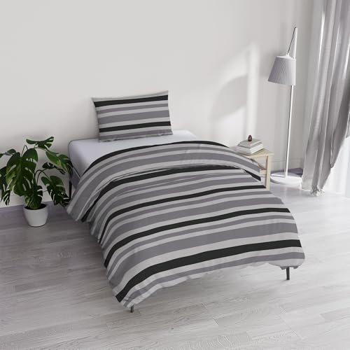 Ida Cotton Single Duvet Cover Set, Duvet Cover 150 x 200 cm with Double Flap and Pillowcases (Single Right)