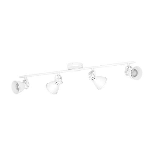 EGLO Seras 1 Ceiling Light, 4-Bulb Industrial Ceiling Light, Classic, Steel Ceiling Spotlight, Living Room Lamp in White, Kitchen Lamp, Spotlights with GU10 Socket
