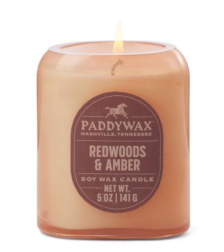 Paddywax Scented Candles Vista Collection Vintage Style Artisan Candle in Frosted Glass, 142g, Redwoods & Amber