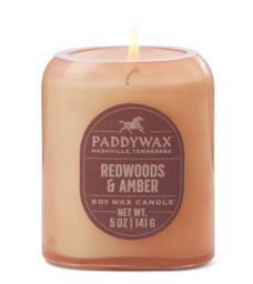Paddywax Scented Candles Vista Collection Vintage Style Artisan Candle in Frosted Glass, 142g, Redwoods & Amber