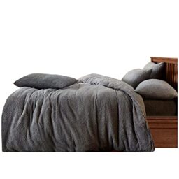 GC GAVENO CAVAILIA Teddy Duvet Set Single Silver, Super Soft Fluffy Luxury Design, Cosy Warm Bedding, 2 Piece Cuddly Fleece Quilt Cover with Matching Pillowcase
