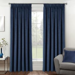 Enhanced Living Velvet Navy Thermal 100% Blackout Curtains with Tape Top - 90 x 90 Inch (229 x 229cm) - Supersoft Energy Saving & Noise Reducing Curtains for Living Room & Bedroom.