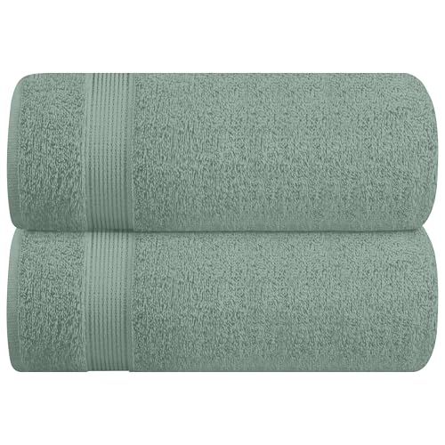 Belizzi Home Cotton 2 Pack Oversized Bath Sheet 35x70, Large Bath Sheet, Ultra Soft, Absorbent, Compact, Eco-Friendly, Recyclable, Quick Drying and Lightweight Towel - Jade