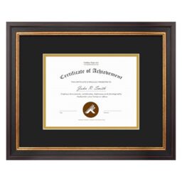 Golden State Art, 11x14 Document Frame for 7x9 Photos Diploma/Certificate, Wall Hang Frame, Black Gold & Burgundy Color, Includes Black Over Gold Double Mat and Real Glass (1-Pack)