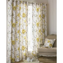 "Riva Home ""Rosemoor"" Floral Eyelet Curtains, Fully Lined, Yellow, 90 x 54-Inch/229 x 137 cm"