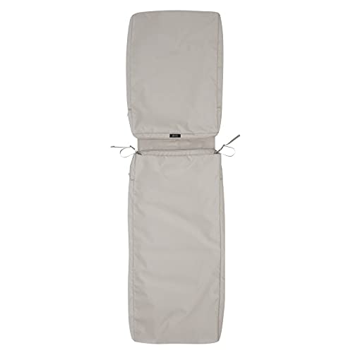 "Classic Accessories Ravenna Patio Chaise Lounge Cushion Slip Cover - Durable Outdoor Cushion, Mushroom, 72"" L x 21"" W x 3"" Thick"