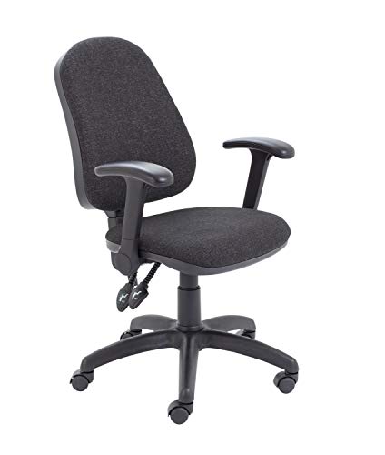 Office Hippo 2 Lever Office Chair with Height Adjustable Flip-Up Arms, Computer Desk Chair with Curved Back, Swivel Chair with Adjustable Backrest, Holds Up to 115kg, 2 Year Wty - Charcoal