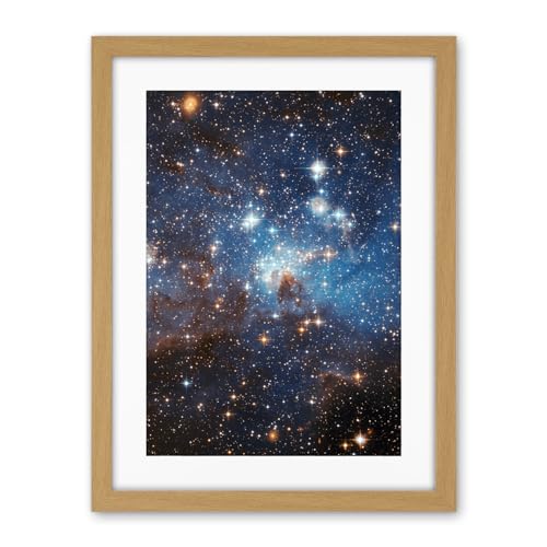Artery8 Hubble Space Telescope Image Star Forming Region LH 95 In The Large Magellanic Cloud Blue Haze LMC Galaxy Stellar Nursery Gas And Dust Lanes Artwork Framed Wall Art Print 18X24 Inch