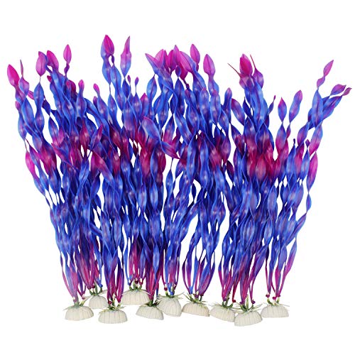 MyLifeUNIT Artificial Seaweed Water Plants for Aquarium, Plastic Fish Tank Plant Decorations 10 PCS (Purple)