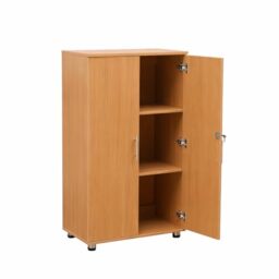 Beech Storage Cabinet Cupboard Bookcase Filing Stationary Cabinet 2 Door Locking Unit, for Home Garage , Utility