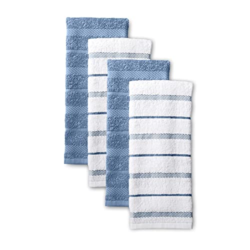"KitchenAid Albany Kitchen Towel Set 4-Pack 16""x26"", Blue Velvet/White"
