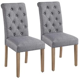 Yaheetech Fabric Dining Chairs Set of 2 with High Back, Dark Grey